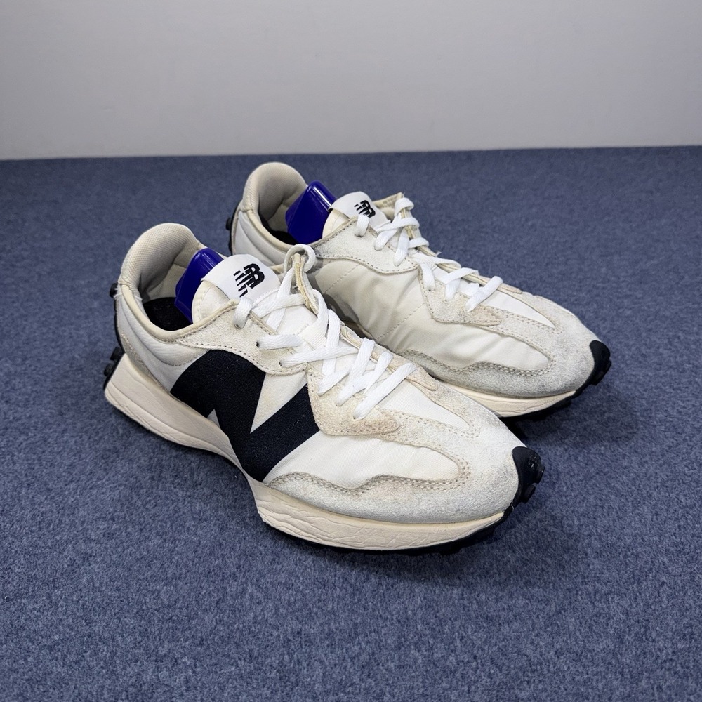 New Balance 327 Women Size 9 B Sea Salt Black Suede Retro Sneaker Shoe WS327FE